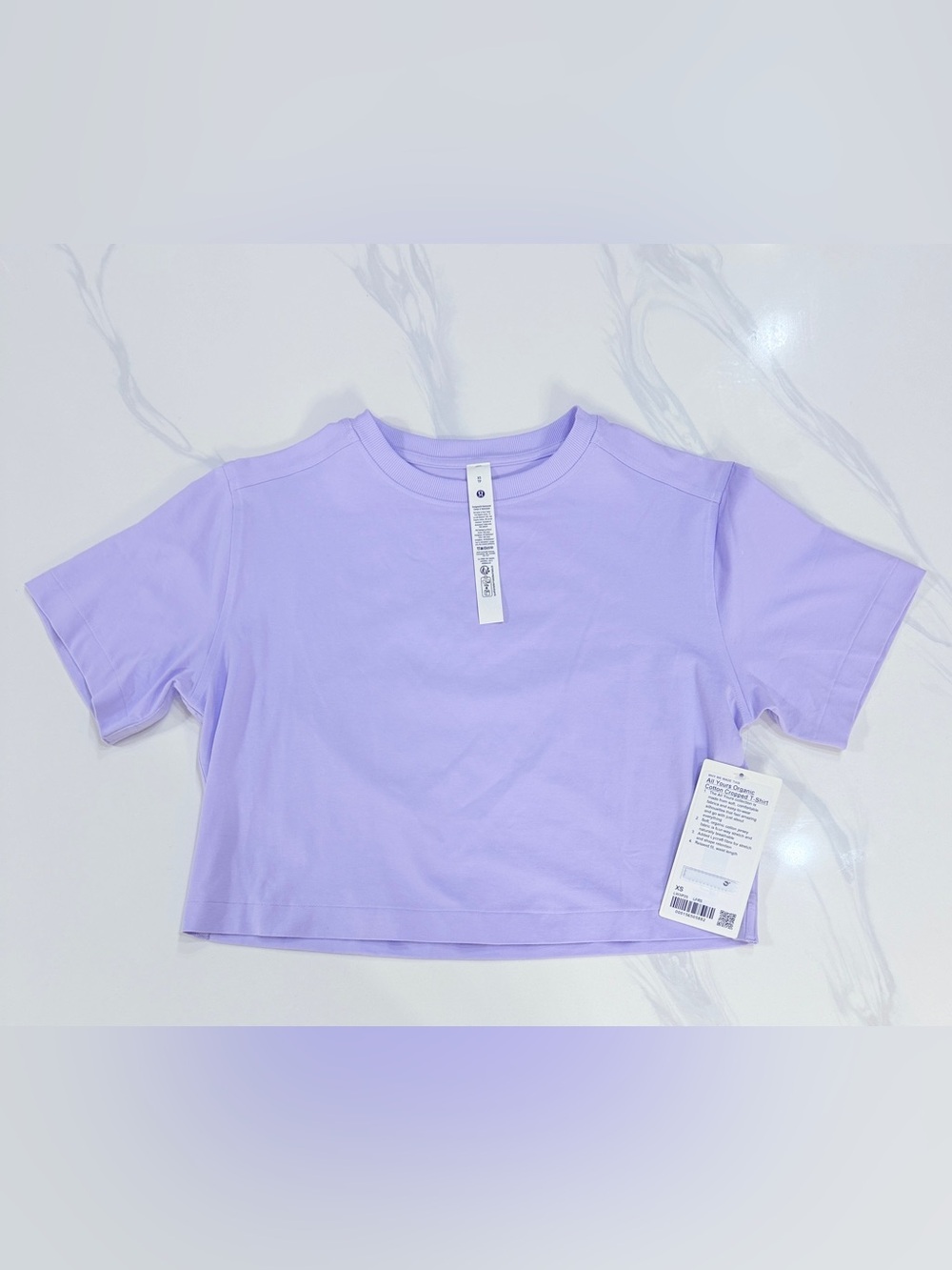 NWT Lululemon All Yours Organic Cotton Cropped T-Shirt *Lavender Frost* size XS